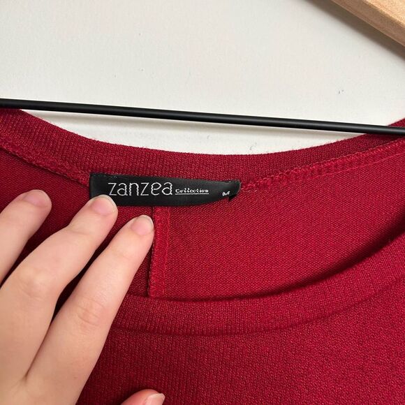 Long Sleeve Burgundy Drapey oversized Tee - Picture 3 of 5